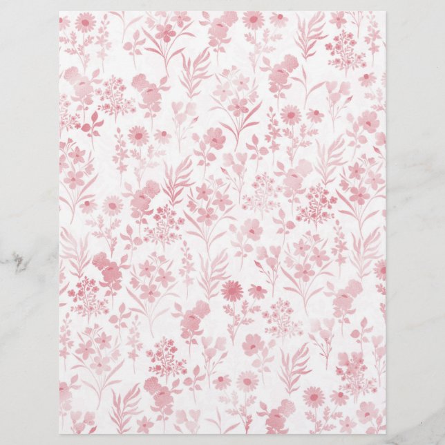 Elegant Rose Gold Flowers White Botanical Letterhead (Front)