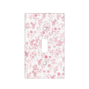 Elegant Rose Gold Flowers White Botanical Light Switch Cover