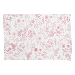 Elegant Rose Gold Flowers White Botanical Pillow Case