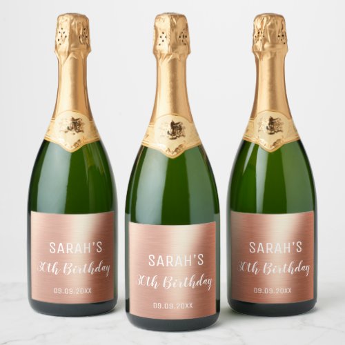 Elegant Rose Gold Foil Any Age 30th Birthday Sparkling Wine Label