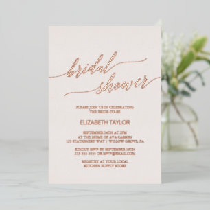Elegant Rose Gold Foil   Blush Pink Bridal Shower Invitation