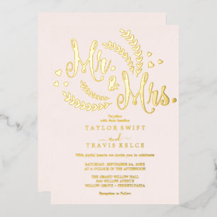 Elegant Rose Gold Foil Blush Wedding  Invitation