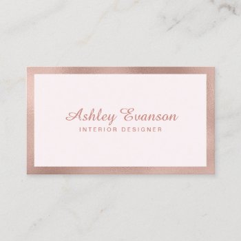Elegant Rose Gold Foil Border On Blush Pink Business Card by whimsydesigns at Zazzle