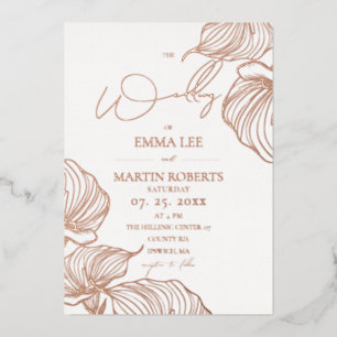 Elegant Rose Gold Foil Botanical Modern Wedding Invitation