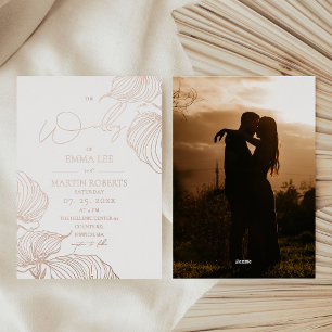 Elegant Rose Gold Foil Botanical Modern Wedding Invitation