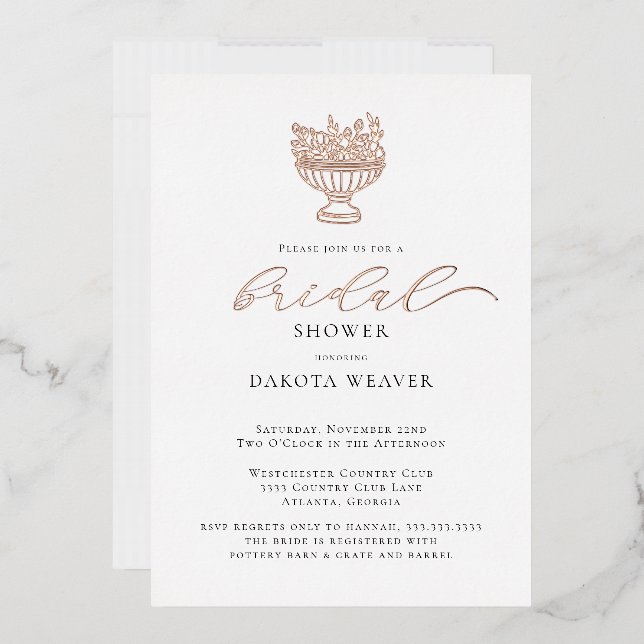 Elegant Rose Gold Foil Bridal Shower Foil Invitation (Envelope)