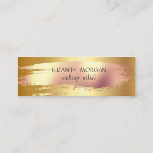 Elegant  Rose Gold Foil Brush StrokeFaux Gold Mini Business Card