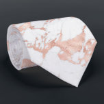 Elegant Rose Gold Foil Chic White Marble Neck Tie<br><div class="desc">Elegant Rose Gold Foil | White Marble Necktie with a larger pattern trendy white marble and soft pink rose gold foil style marble veins running throughout. The pattern can be resized for a variety of looks. Perfect for your wedding,  elegant affair,  or chic esthetic.</div>