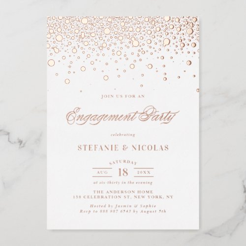 Elegant Rose Gold Foil Confetti Engagement Party Foil Invitation