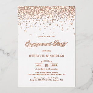 Elegant Rose Gold Foil Confetti Engagement Party Invitation