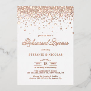 Elegant Rose Gold Foil Confetti Rehearsal Dinner Invitation