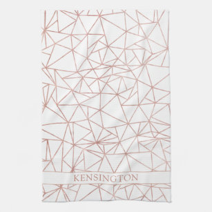 ROSE GOLD BLUSH PINK COPPER GREEN BLACK STRIPS KITCHEN TOWEL, Zazzle in  2023