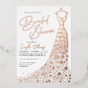 Elegant Rose Gold Foil dress modern Bridal shower Invitation