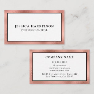 Elegant Rose Gold Foil Edged Business Card