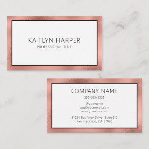 Elegant Rose Gold Foil Edged Business Card