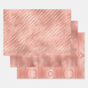 Elegant Rose Gold Foil Glam Patterns Wrapping Paper Sheets