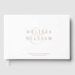 Elegant Rose Gold Foil Gray Ampersand Wedding Guest Book