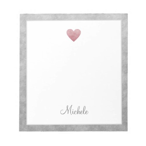 Elegant Rose Gold Foil Heart Modern Script Notepad