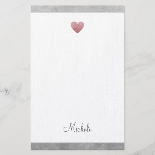 Elegant Rose Gold Foil Heart Modern Script Stationery