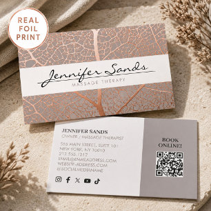 Elegant Rose Gold Foil Leaf Tree Pattern Business Cards
