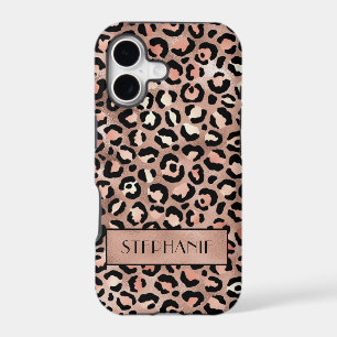 Elegant Rose Gold Foil Leopard Print Custom iPhone 17 Case