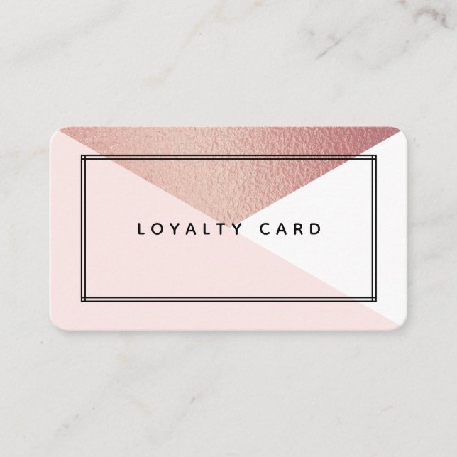 Elegant Rose Gold Foil Modern Geometric Style Loyalty Card (Front)