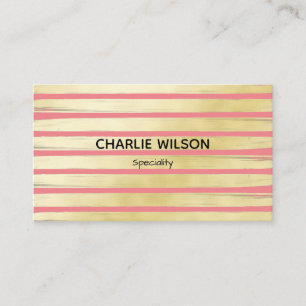 Elegant rose gold foil paint striped professional business card
