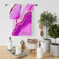 Elegant Rose Gold Foil Pink Marble Monogram