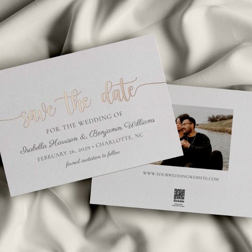 Elegant Rose Gold Foil Save The Date Announcement