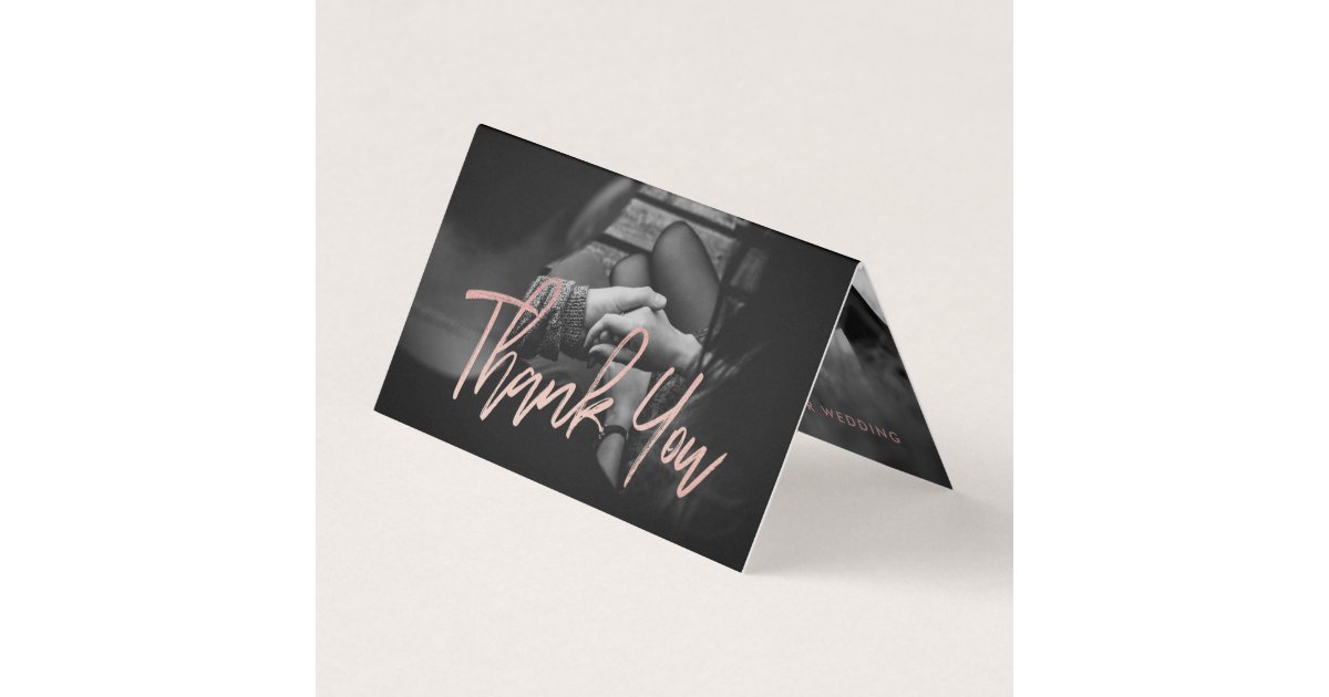 Elegant Rose Gold Foil Script Photo Thank You Card | Zazzle