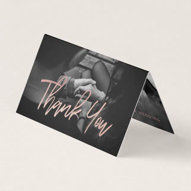 Elegant Rose Gold Foil Script Photo Thank You Card | Zazzle