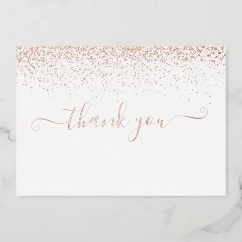 Elegant Rose Gold Foil Script Thank You Card