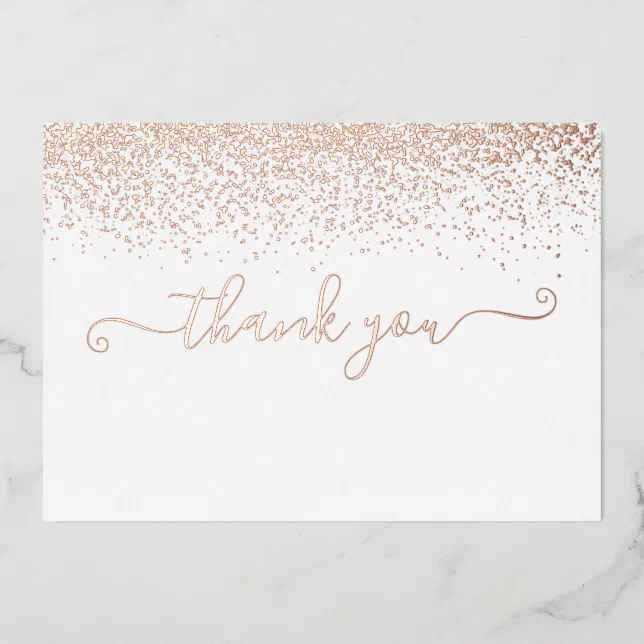 Elegant Rose Gold Foil Script Thank You Card | Zazzle
