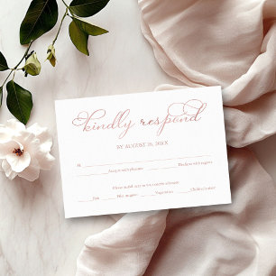 Elegant Rose Gold Foil Script Wedding RSVP Card
