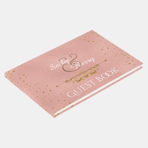 Elegant Rose Gold Foil Wedding Confetti Dots Guest Book