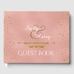 Elegant Rose Gold Foil Wedding Confetti Dots Guest Book