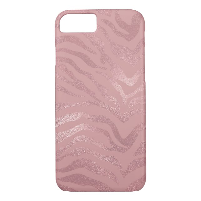 Elegant Rose Gold Foil Zebra Animal Pattern Case-Mate iPhone Case (Back)