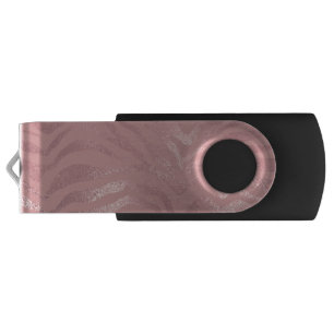 Elegant Rose Gold Foil Zebra Animal Pattern Flash Drive