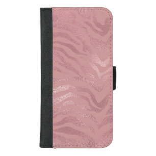 Elegant Rose Gold Foil Zebra Animal Pattern iPhone 8/7 Plus Wallet Case