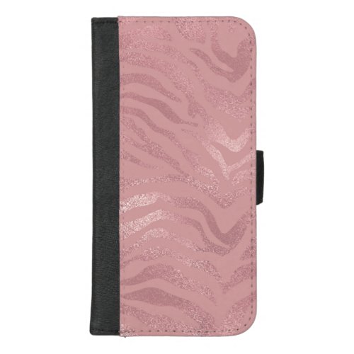 Elegant Rose Gold Foil Zebra Animal Pattern iPhone 87 Plus Wallet Case