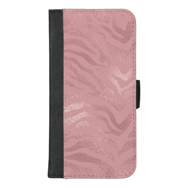Elegant Rose Gold Foil Zebra Animal Pattern iPhone Wallet Case (Front)