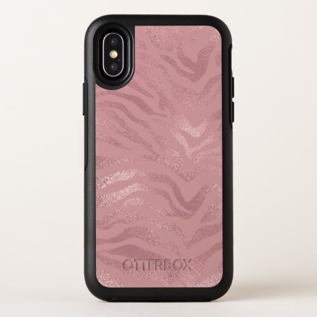 Elegant Rose Gold Foil Zebra Animal Pattern Otterbox iPhone Case (Back)