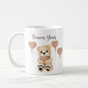 Elegant Rose Gold Forever Yours Teddy Bear Hearts Coffee Mug