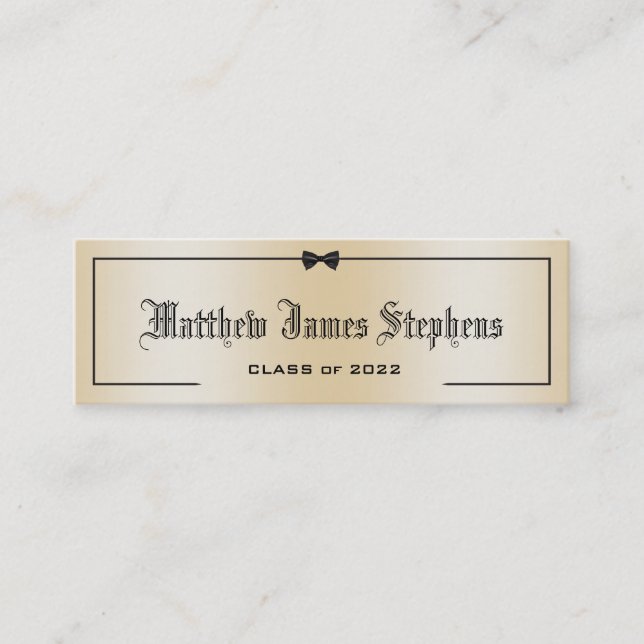 Elegant Rose Gold Formal Graduation Name Card  (Front)