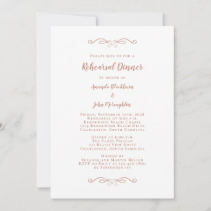 Elegant Rose Gold Formal Wedding Rehearsal Dinner  Invitation