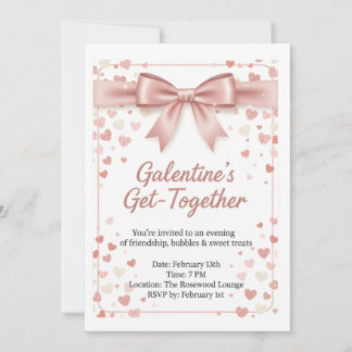 Elegant Rose Gold Galentine's Day Invitation Templ