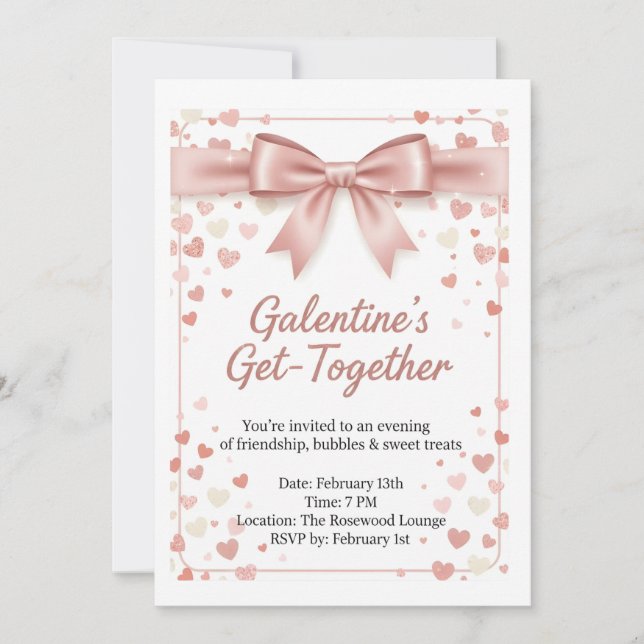 Elegant Rose Gold Galentine's Day Invitation Templ (Front)