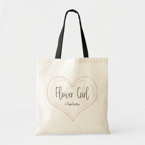 Elegant Rose Gold Geometric Heart Chic Flower Girl Tote Bag