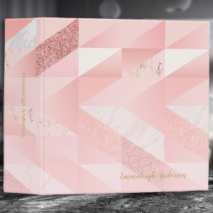 Elegant Rose Gold Geometric Pattern 3 Ring Binder