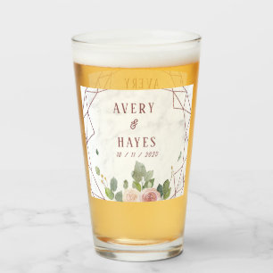 Elegant Rose Gold Geometric Wedding Glass